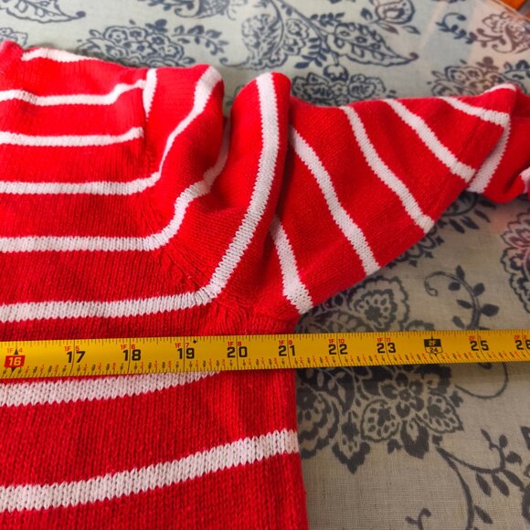 90s Sag Habor Embroidered Lighthouse Nautical Striped Knit Sweater sz M Red Whit - Picture 10 of 10